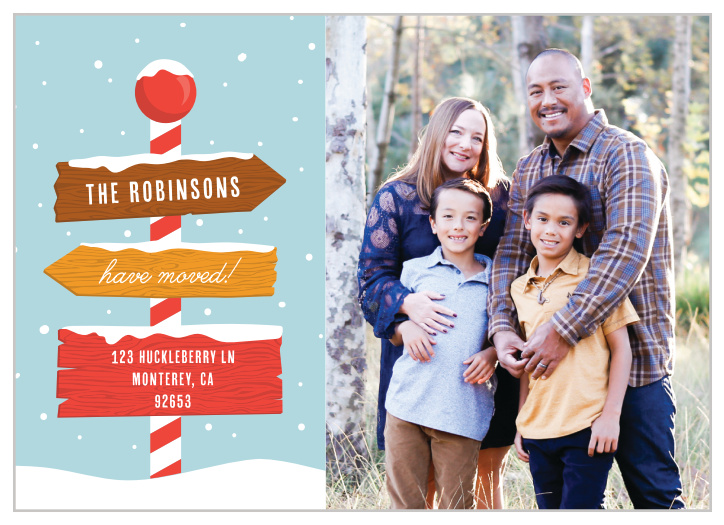 Our festive New Address Christmas Cards are perfect to let your friends and family know you moved this holiday season.