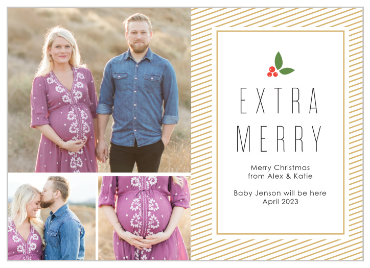 Our Pregnancy Photoshoot Christmas Cards have a modern look that is perfect for this holiday season.