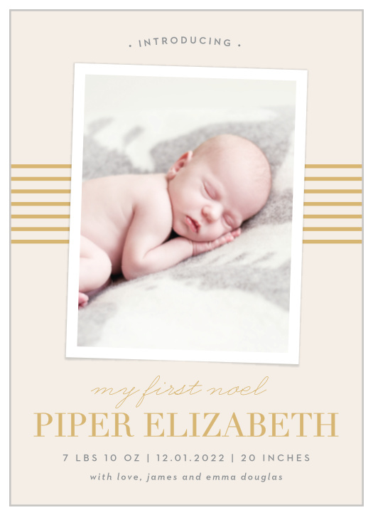 Our Newborn Stripes Christmas Cards festively frame your newborn just in time for the holidays.