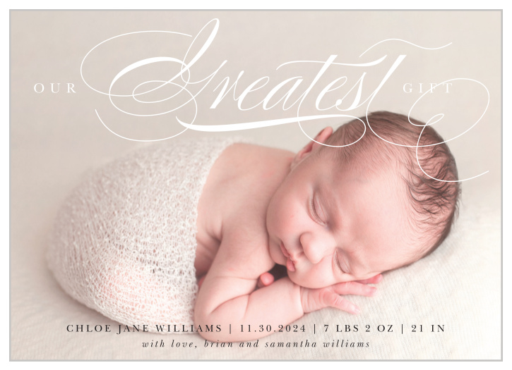 Send the gift of love to your friends and family with our Newborn Gift Holiday Cards!