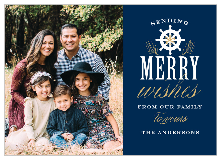 Make a splash this holiday season with our Nautical Wishes Holiday Cards.