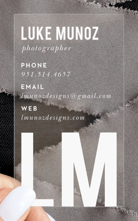 Bold Initials Clear Business Cards
