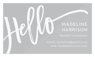Turn friendly professionalism into the signature eye-catcher of our Brushstroke Hello Clear Business Cards. A beautiful, larger-than-life calligraphy spells out a simple "hello" leaving an elegant print for sharing your contact details.