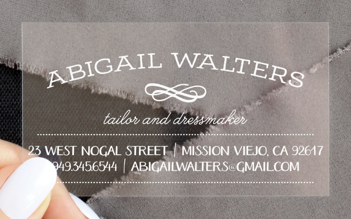 Swirls & Swash Clear Business Cards