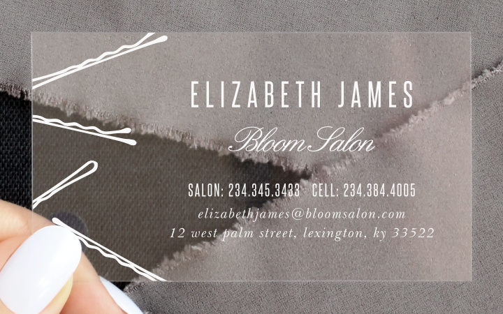 Salon Pins Clear Business Cards