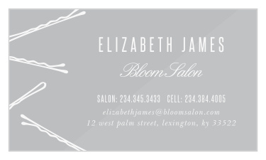 Featuring lovely calligraphy, neat prints, and hairpin illustrations that fall sporadically along the lefthand side, our Salon Pins Clear Business Cards are a perfect representative for yourself and your business.