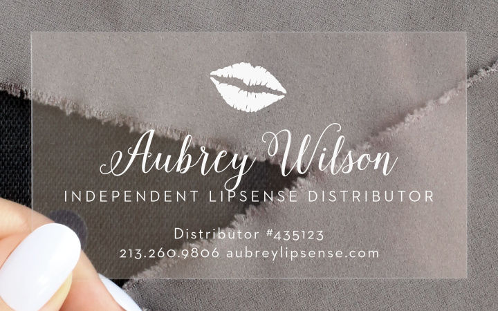 Calligraphy Kisses Clear Business Cards