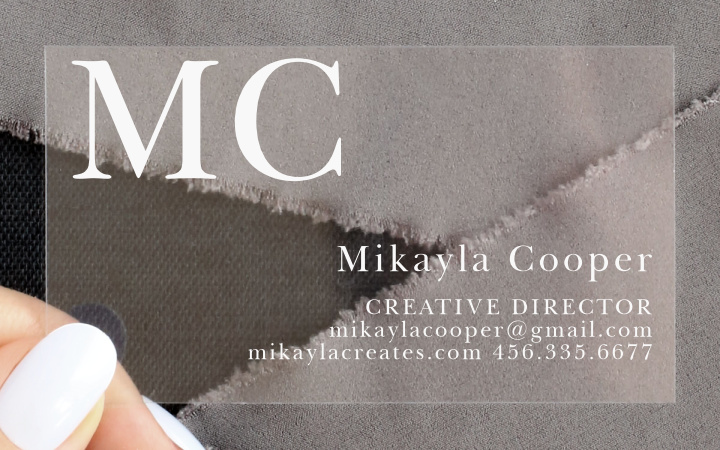 Overstated Initials Clear Business Cards