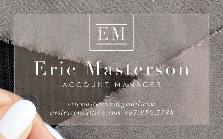 Simple Monogram Clear Business Cards
