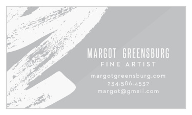 Our Artist Strokes Clear Business Cards feature a large brush stroke descending down the left side of the card.
