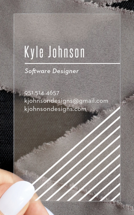 Linear Corner Clear Business Cards
