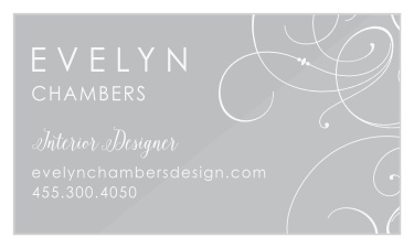 Our Reaching Swirls Clear Business Cards feature large, victorian swirls alongside your name and business details.