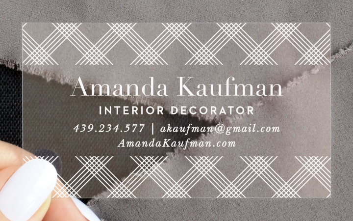 Plaid Patterned Clear Business Cards