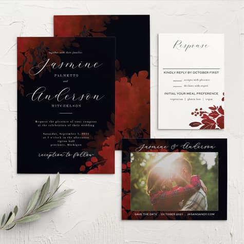 Dark Florals Wedding Invitations