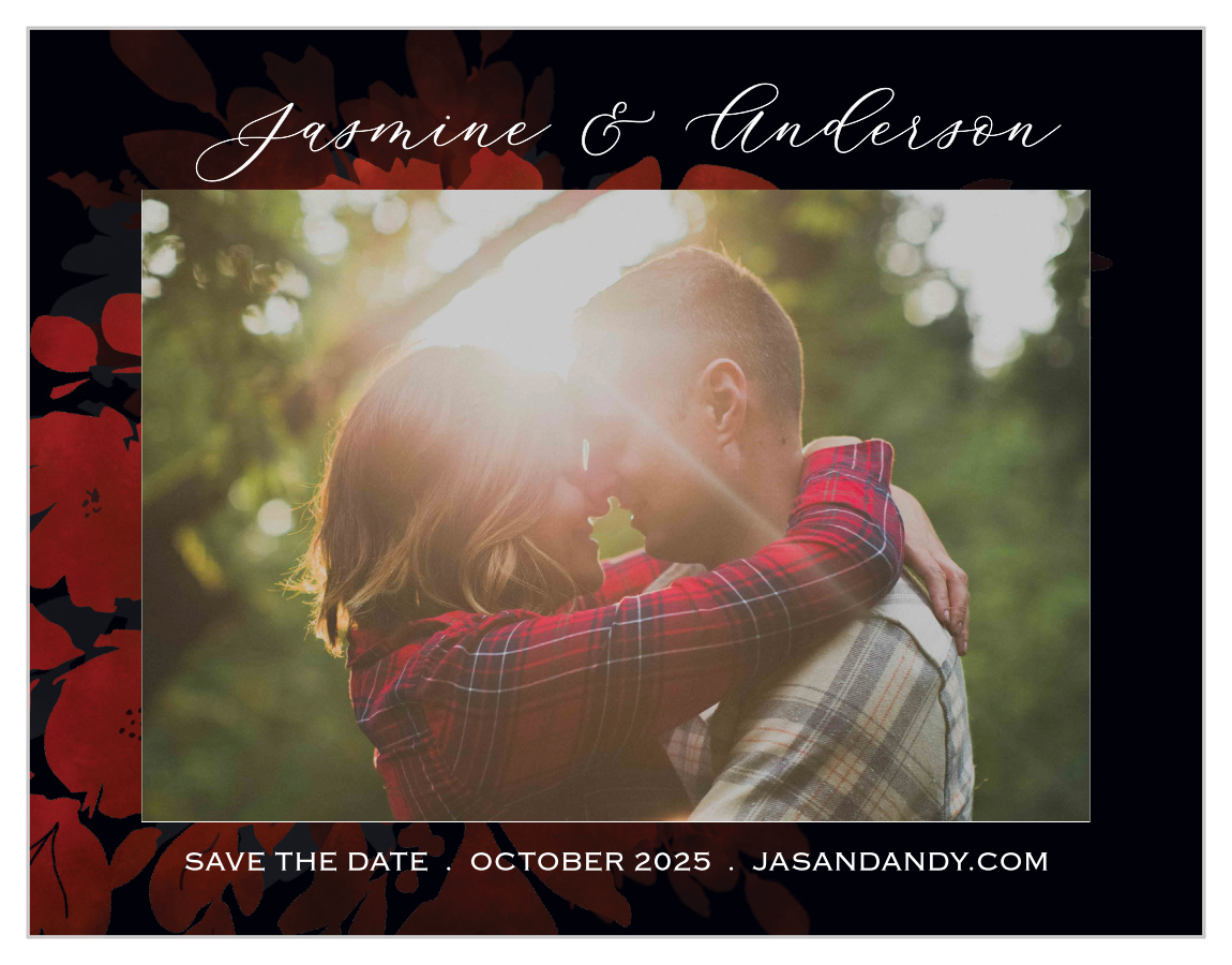 Dark Florals Save the Date Cards