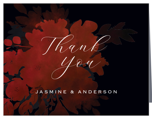 Send our gorgeous Dark Florals Wedding Thank You Cards to your guests after your wedding like a rose after a show.