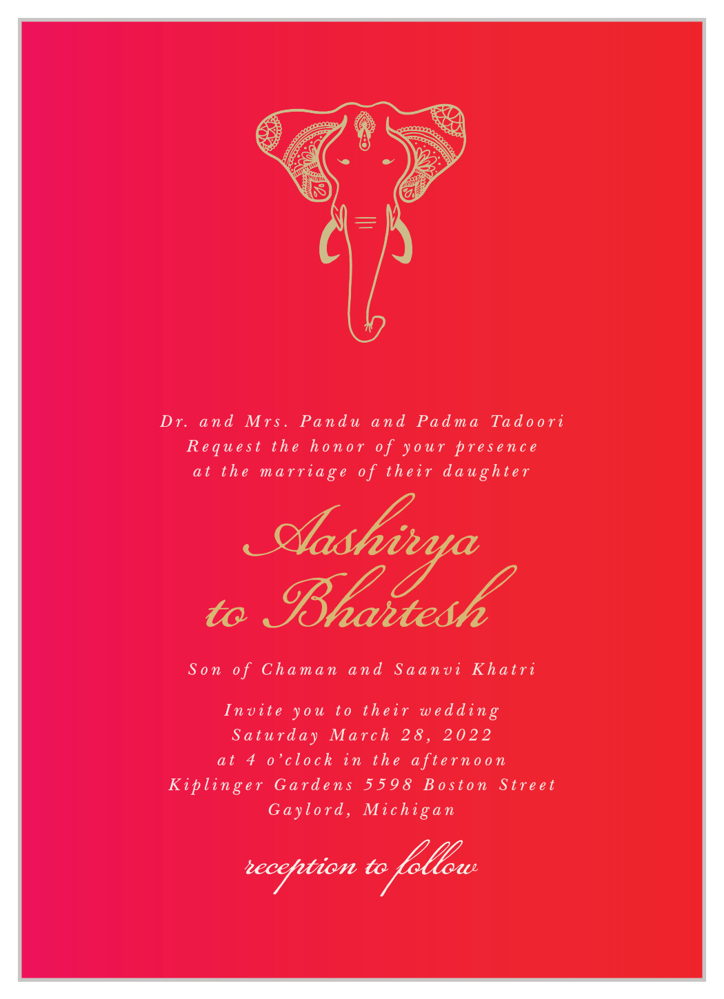 India Ombre Wedding Invitations