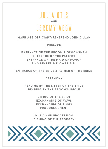 As you take each step down the aisle, our beautiful Bohemian Beach Wedding Programs will walk your guests through each moment and member of your ceremony.