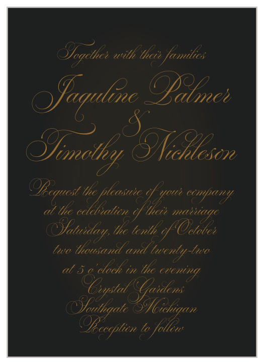 Describe the beautiful details and elegance of your wedding day with our Vintage Dracula Wedding Invitations.