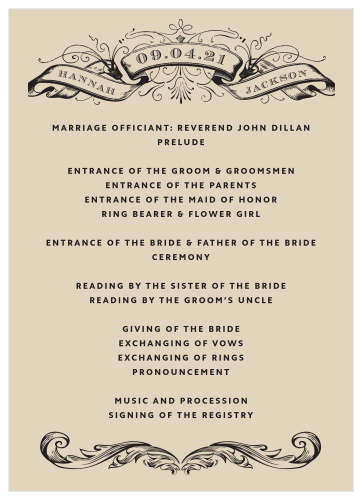 Our Victorian Type Wedding Programs have the antique, classic look that you've been searching for.