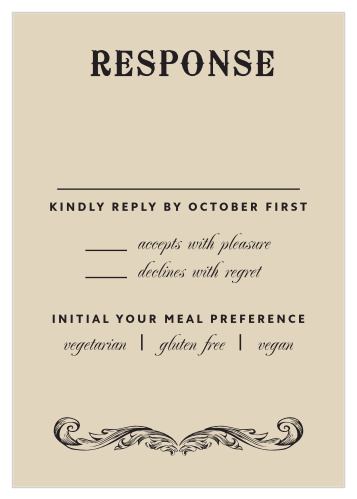 Our Victorian Type Response Cards have the antique, classic look that you've been searching for.