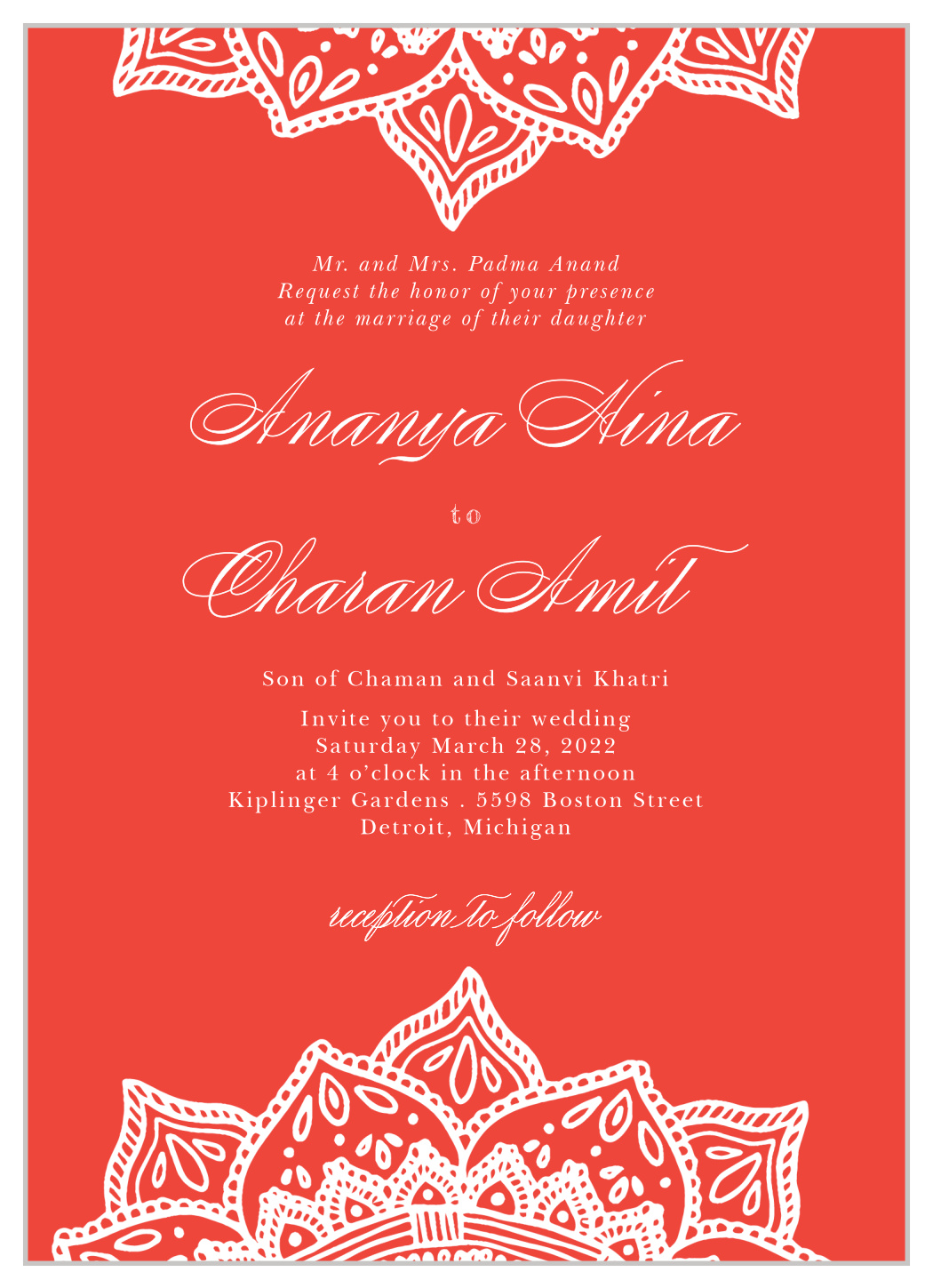 Indian Mandala Wedding Invitations
