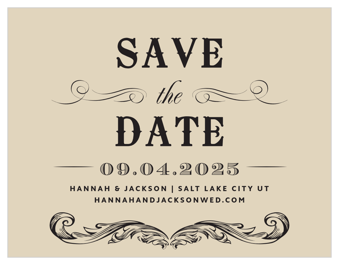 Victorian Type Save the Date Cards