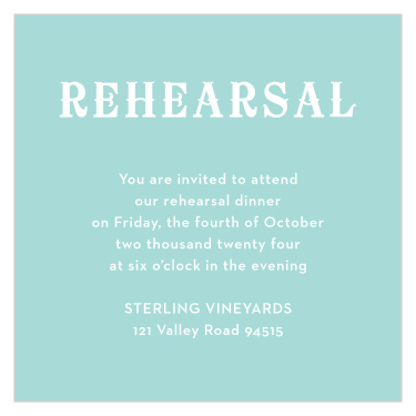 Our Papel Confetti Rehearsal Cards are simply designed to pair with the rest of your Papel Confetti wedding suite.