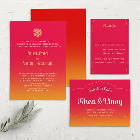 Indian Sunset Wedding Invitations