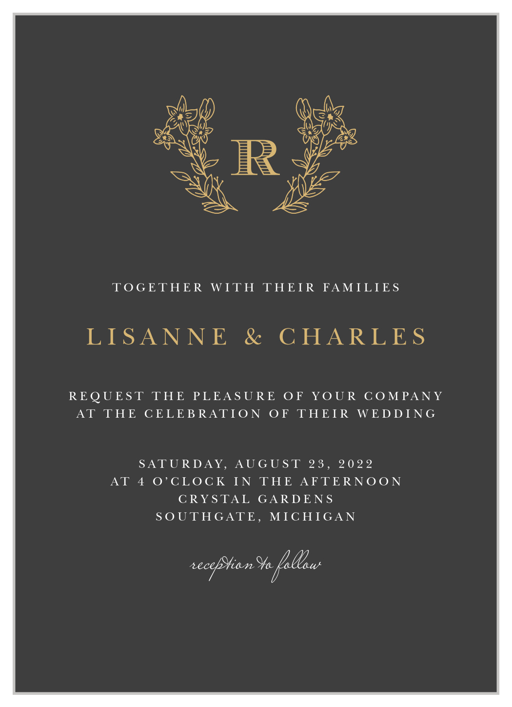 Dark Monogram Wedding Invitations