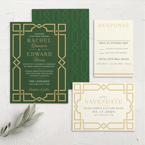 Emerald Border Wedding Invitations