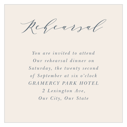 Have a lovely pre-wedding dinner with the people you adore most using our Woodland Monogram Rehearsal Cards as your invitation.