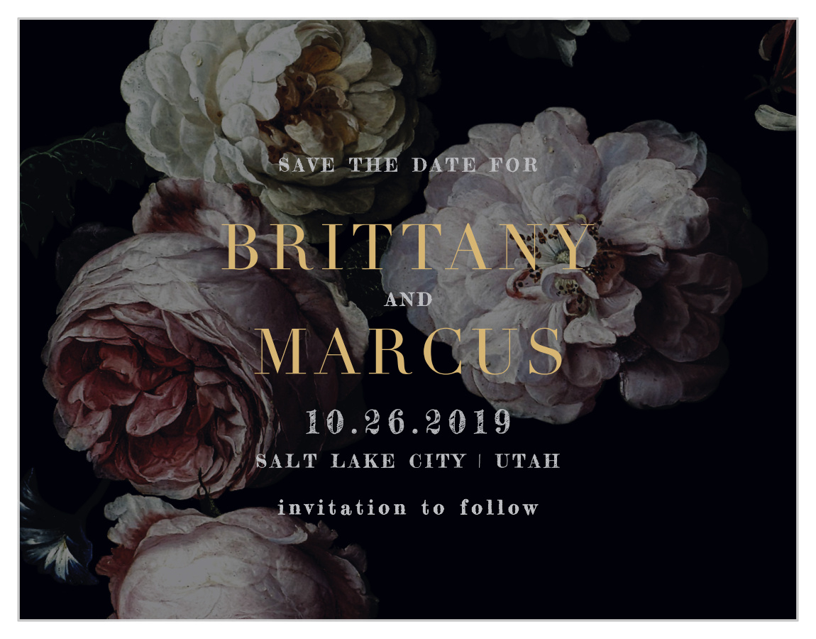 Moody Florals Save-the-Date Cards