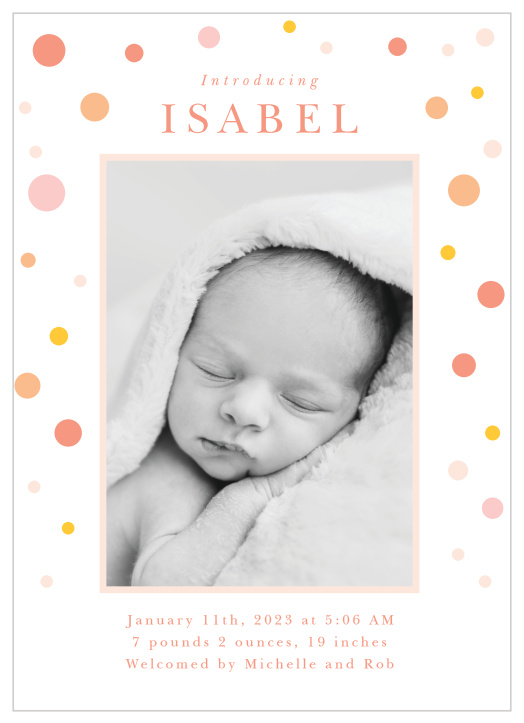 Introduce your newborn to family and friends with our Doodle Circles Birth Announcements.