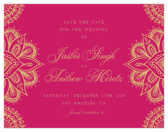 Our Hindu Celebration Save-the-Date Cards are lush and full of life.