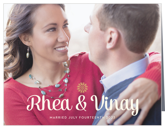 Thank all your loved ones for helping you celebrate on your big day with our Indian Sunset Wedding Thank You Cards!