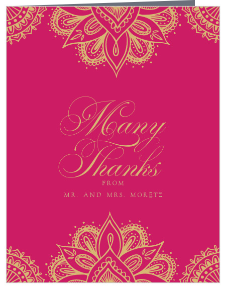 Our Hindu Celebration Wedding Thank You Cards are lush and full of life.