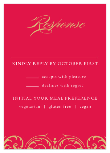 Embellished Love Response Cards ensure that you can properly prepare for every guest and every need.