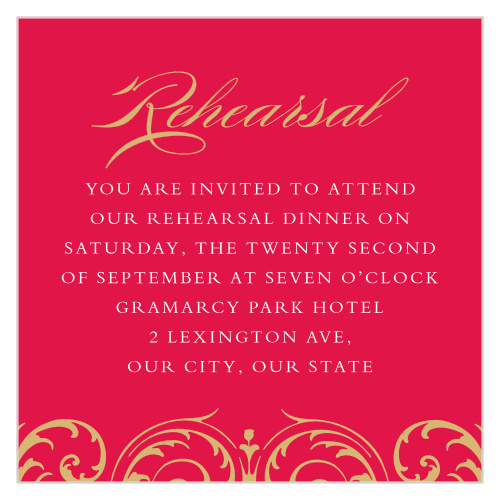 Have a lovely, relaxing dinner with your most cherished guests using our Embellished Love Rehearsal Cards.