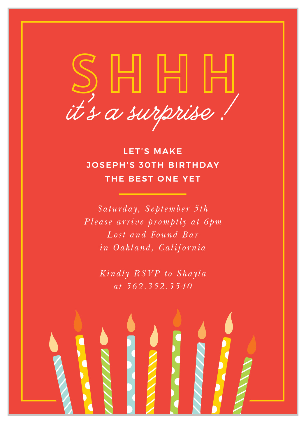 Candle Surprise Milestone Birthday Invitations