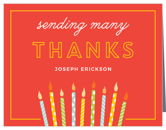 Thank your friends and family for making your birthday celebration one to remember with our Candle Surprise Milestone Birthday Thank You Cards.