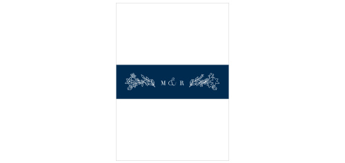 Featuring an unforgettable inverse of your wedding invitation's colors, our Floral Heart Wedding Belly Bands are the perfectly snug companion for their transit in the mail.