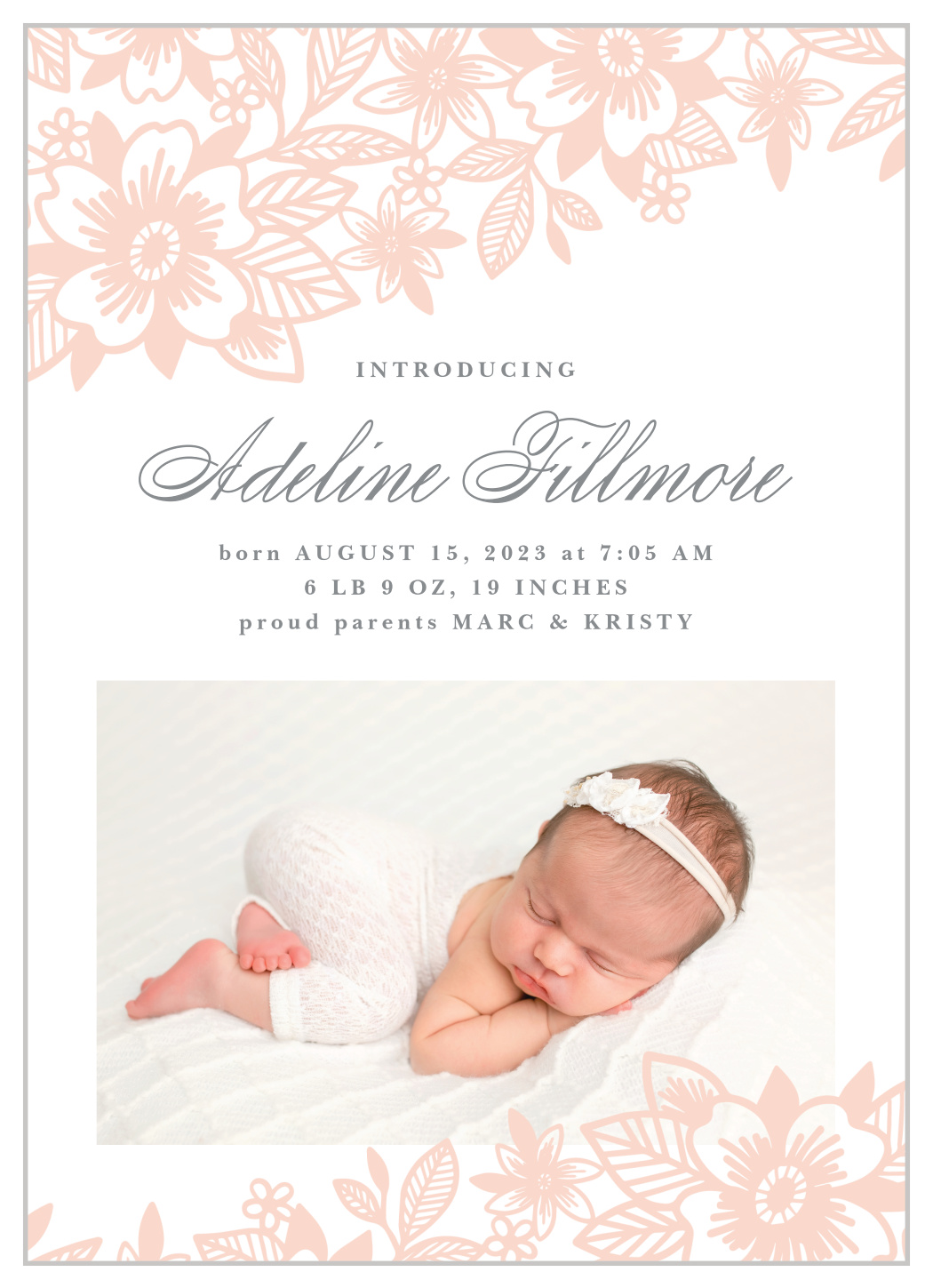 Floral Lines Birth Announcements