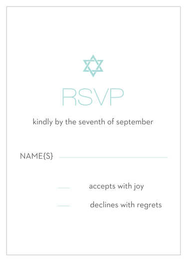 Obtain your guests attendance by sending out this RSVP card. Customize the colors and fonts to match you Bar Mitzvah theme exactly!
