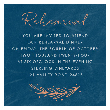 Detail the dinner delights you have planned for your friends and family with the elegance of our Once Upon a Time Rehearsal Cards.