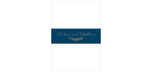 Wrap your wedding invitations in the snug beauty of our Once Upon a Time Wedding Belly Bands as the perfect traveling companion. Utilizing the same beautiful blue background as your invitations, you can be sure that your names in rose-gold foil, underlined by a lovely flora branch, stand out as brightly as you will on your wedding day.