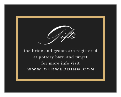 The minimalist design of these beautiful Starburst Frame Registry Cards puts the focus on the information that you provide.