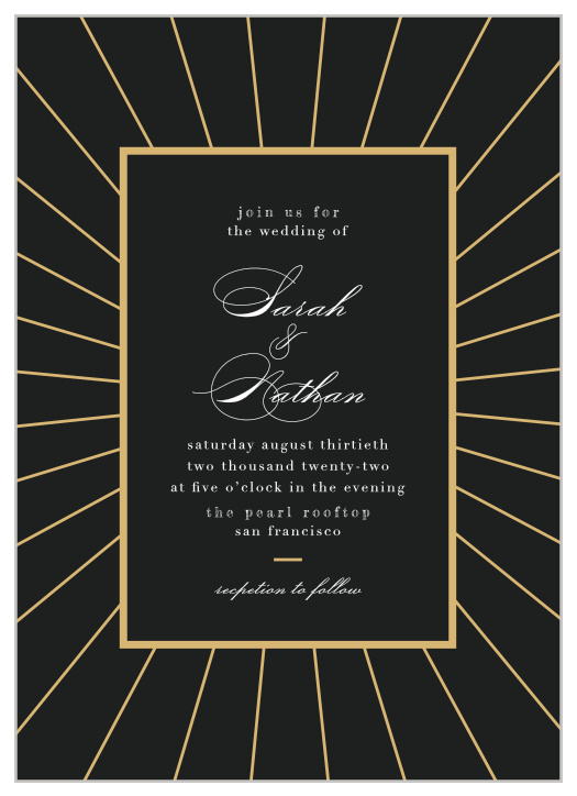 Our Starburst Frame Wedding Invitations are a vision in black and gold.