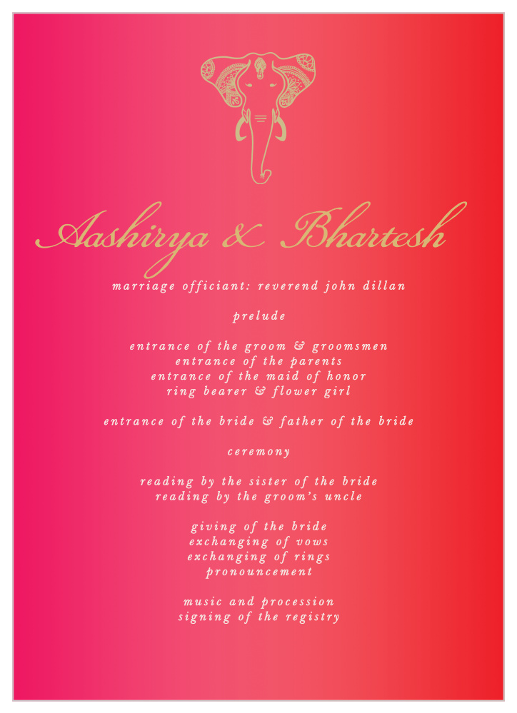India Ombre Wedding Programs