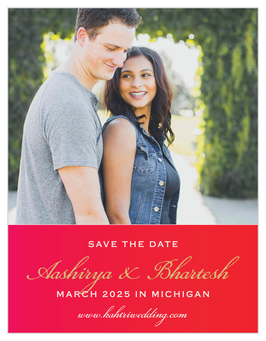 India Ombre Portrait Save the Date Cards